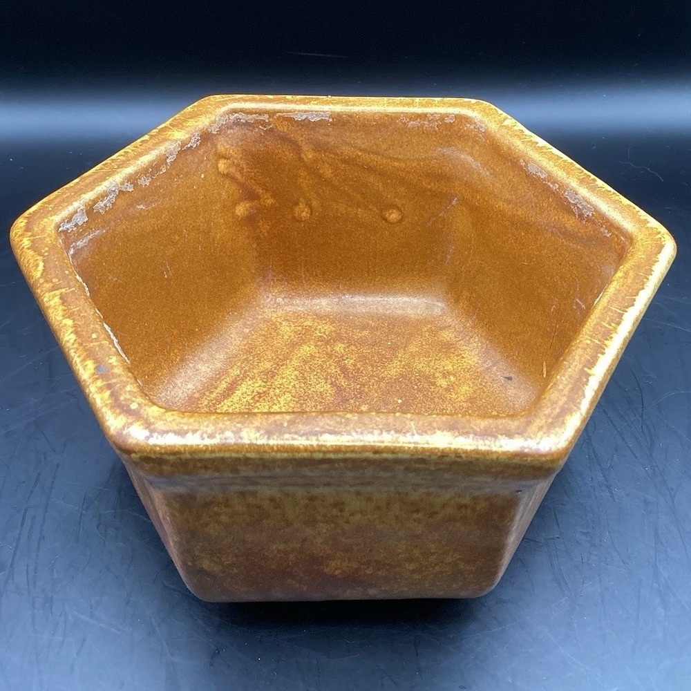 Vintage Haeger Pottery Yellow Brown Planter 6" W x 3" T USA 4002 Decorative